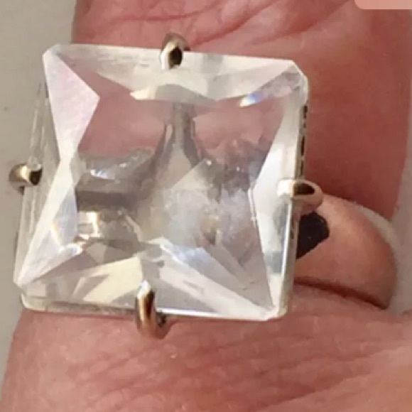 18k solid white gold with sapphire ring size 7 - Picture 6 of 16